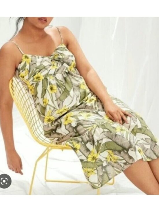 Banana Republic Dresses & Skirts - Banana Republic Linen Tropical Palm Floral Island Vacation Midi Dress